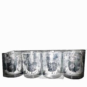 Silver Mercury Glass Tumblers approx 8 oz Candle Holder Drinks Decor Snowflakes